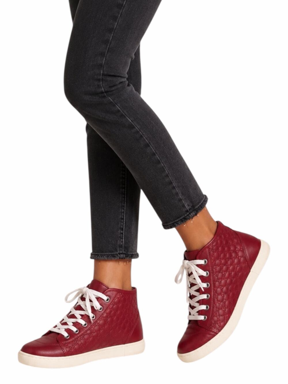 GUCCI Microguccissim Leather High Top Sneaker Red Size 36